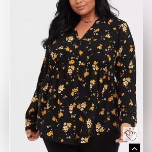 #17 Emma, babydoll Challis button front tunic